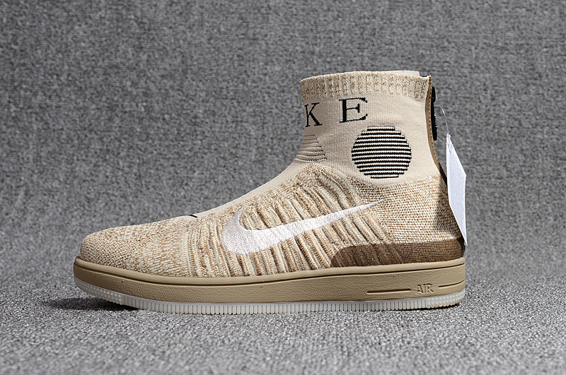 Nike Air Force 1 Mid Knit Zip Brown Shoes - Click Image to Close